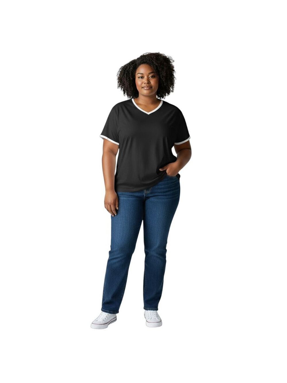 Torrid Super Soft Slub Jersey Black Contrast Trim V-Neck Tee Women’s 2X
